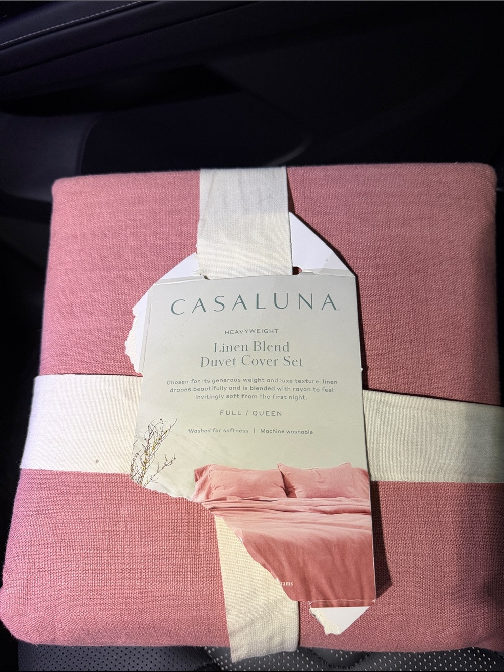 Casaluna Linen Blend Duvet Cover Set - Rose Pink